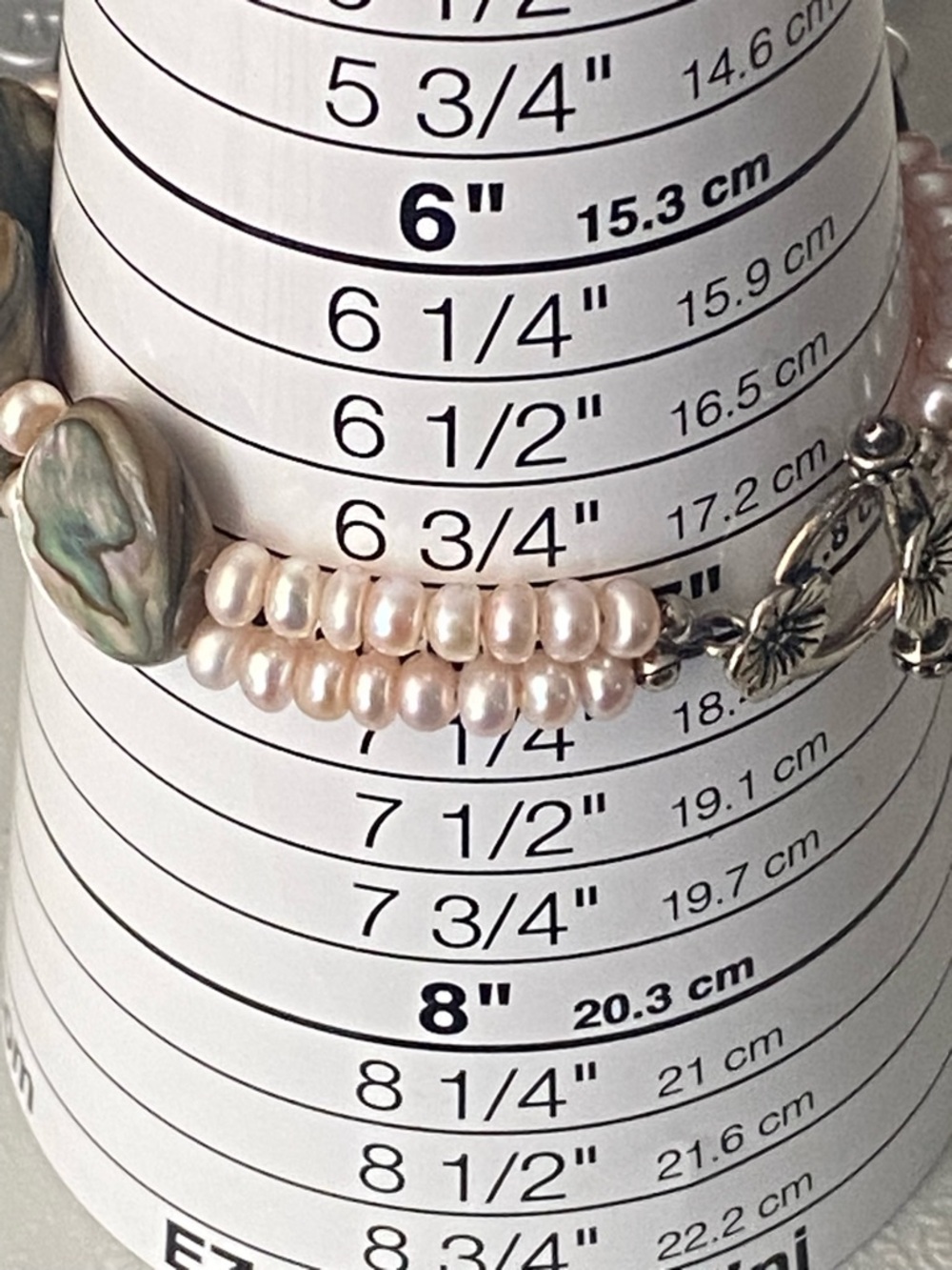 Abalone Shell & Pearl Bracelet Sterling Silver Toggle Baroque Artisan Jewelry - Picture 6 of 8